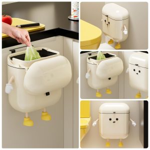 U-Fun Wall-Mounted Trash Can 3.2gal/12L Compost Bin Kitchen for Counter Top or Under Sink. Plastic Hanging Trash Can with Lid.