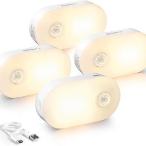 Lyridz Rechargeable Battery Night Light with Motion Sensor. Stick on Anywhere. 1-20LM Dimmable LED Nightlights for the Bedroom. Bathroom. Living Room. Kitchen. Stairs. Hallway. 4-Pack - Amazon.com