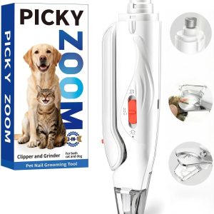 2-in-1 Dog & Cat Nail Clippers and Grinder with Light – Upgraded Safety Guard to Avoid Overcutting, Sharp Blade, Painless Quiet Pet Nail Claw Trimmers, Professional Grooming Tool for Large Small Pets