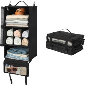 Amazon.com | GRANNY SAYS Hanging Packing Cubes for Travel. Large Portable Hanging Suitcase Organizer. Foldable Compression Luggage Organizer Bags for Clothes. Carry on Closet Suitcase. XL-Black Travel Shelves | Packing Organizers