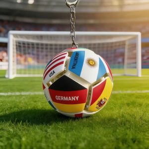 12 Nations Flags Mini Soccer Ball Stress Relief Keychain